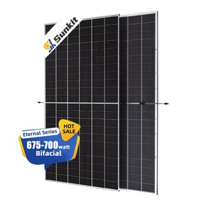 แผงโซลาร์เซลล์ SUNKIT 670-700W แบบสองหน้า N-Type PERC กระจกสองชั้น ประสิทธิภาพ 22.7% แบบฮาล์ฟเซลล์ ขนาดเซลล์ 182 มม. ขายส่งจากโรงงาน - Product Image 1