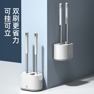 Wall Mounted Toilet <b>Brush</b> Set With Long Handle Flexible <b>Round</b> <b>Brush</b> Modern Design No Drill Installation For Bathroom - Product Image 3