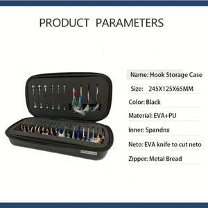 Black Fishing Tackle Box Pocket Storage Fly Fishing <b>Tray</b> Organizer Box with Waterproof Travel Fly Jig Lures Box - Product Image 3