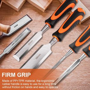 Ensemble de 10 ciseaux à <span class=keywords><strong>bois</strong></span>, 6 ciseaux à <span class=keywords><strong>bois</strong></span> de qualité supérieure, manche en PVC, guide d'affûtage, <span class=keywords><strong>pierre</strong></span> à <span class=keywords><strong>aiguiser</strong></span>, kit d'outils de sculpture, bricolage - Product Image 6