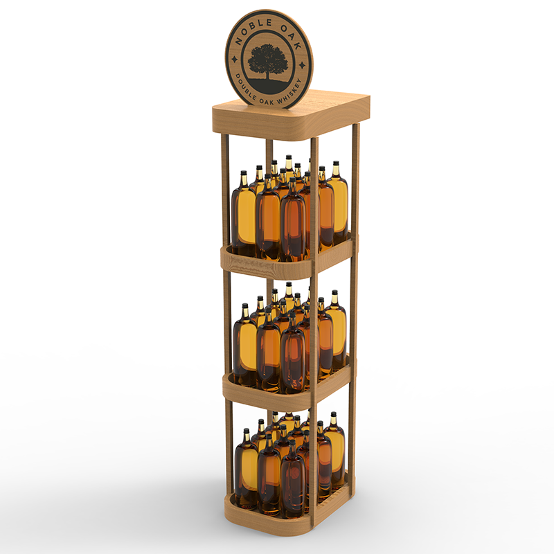 Hot Selling Customizable Three-Layer Wooden Display Rack Shelf Floor Stand for Wine Storage in Stores — view 2