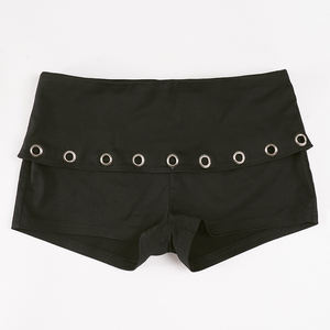 Shorts Negros de Tiro Bajo Estilo Y2K para Mujer con Ojales Metálicos, Ajustados, Sexys, Estilo Punk, Ropa de Calle, Ropa de Club, Venta al por Mayor de Fábrica - Product Image 6