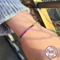 Tourmaline colorée coupe ronde Zircon cubique 925 argent Sterling Tennis main chaîne Bracelets pour femmes bijoux fins accessoires
