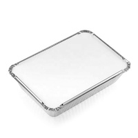 Conteneur rectangulaire en aluminium de 1 lb, écologique, jetable, pour plats à emporter, boîte à lunch en aluminium en vrac avec couvercle