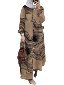 Ropa de <span class=keywords><strong>mujer</strong></span> islámica Abaya señoras vestido <span class=keywords><strong>pantalones</strong></span> a rayas y blusa conjunto para largo último diseño musulmán Tops - Product Image 6