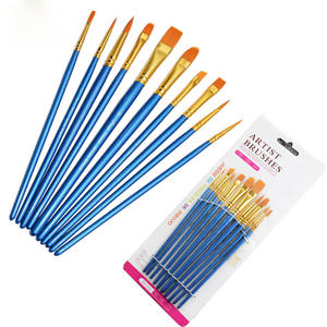 ชุดแปรงทาสีไนลอนสีน้ำ10ขนาดที่แตกต่างกันด้ามจับไม้สีฟ้า - Product Image 2