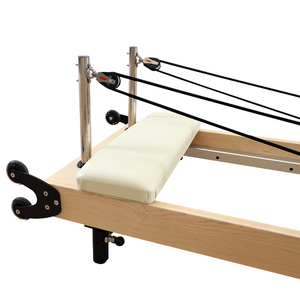 Cama de Pilates Reformer Plegable Portátil de Lujo, Equipo de Gimnasio, Reformer de Madera Plegable, Color Beige - Product Image 6