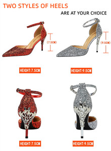 <span class=keywords><strong>Sandalias</strong></span> de tacón alto de lujo para mujer, con diseño hueco, tacón metálico y lentejuelas brillantes, ideales para fiestas y bodas. - Product Image 5