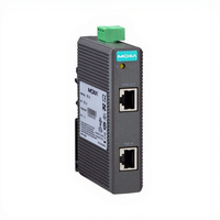 Moxa SPL-24 64851 Inyector/Divisor/Prolongador PoE Industrial de 2 Puertos para Montaje en Riel DIN, Dispositivo Ethernet de 10/100Mbps Sin Switch Interno