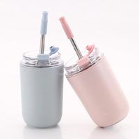 Mini-gobelet de voyage isotherme à double paroi en acier inoxydable avec logo personnalisé, 280 ml, 480 ml, avec paille, pour café coréen, OEM