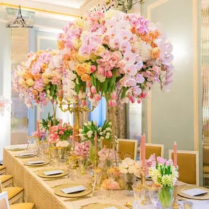 10 buah/lot bunga logam emas berdiri dekorasi pernikahan tengah meja untuk potongan tengah meja pernikahan
