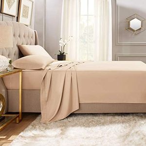 Plain Dyed Cotton Flat Sheet Beige 300tc Breathable All Season Home Use Adult Size - Product Image 3