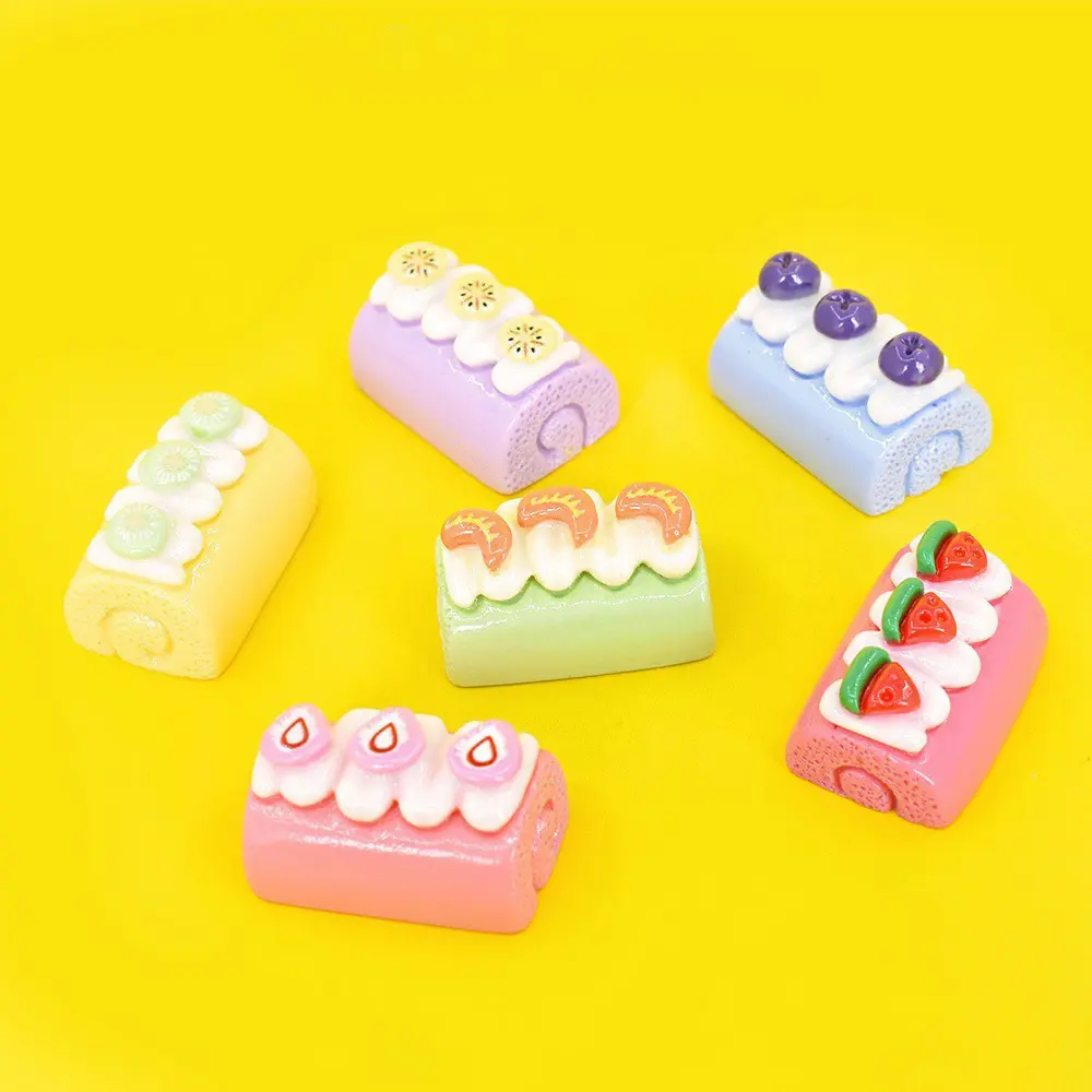 Miniatur kue es krim simulasi, dekorasi mainan pesta, permainan dapur, pesona resin model belakang datar, resin