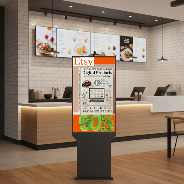Outdoor 3000Nits Digital Drive Thru Menu Signage Standing Waterproof Quick Pickup Ordering Lcd Screen Fast Food Chains 55inch
