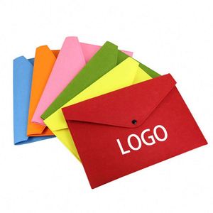 Custom Business Office Felt <b>File</b> <b>Folder</b> Envelope Bag with Printed Logo Multi-Color Snap Button Novelty Gifts Promotion - Product Image 1