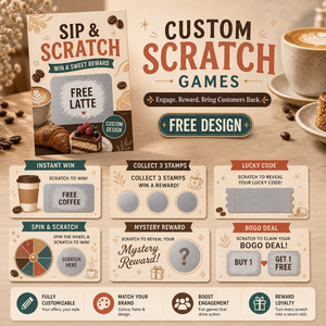 Custom Coffee Cafe Scratch Off Cards Full Color Digital Printing Bakery Sweet Reward Coupon Voucher with Serial Number - Product Image 5