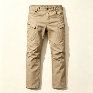 OEM Stylish Men's Cargo Pants Multi-Pocket Solid Color Stretch Fit Straight Leg Plus Size Casual Cargo <strong>Trousers</strong> for Men - Product Image 3