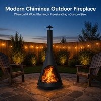 Cheminée moderne d'extérieur autoportante pour patio et jardin, chauffage au charbon et au bois, avec capuchon de pluie et cheminée, idéale pour le camping et la cuisson