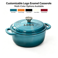 Cocotte en fonte émaillée avec couvercle, résistante au four, robuste, pour la cuisson du pain, le braisage et les ragoûts