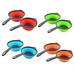 Lot de 2 paniers de lavage pliables en PP+TPR, écologiques, compatibles lave-vaisselle, passoire et égouttoir pliables, rangement de cuisine - Product Image 1