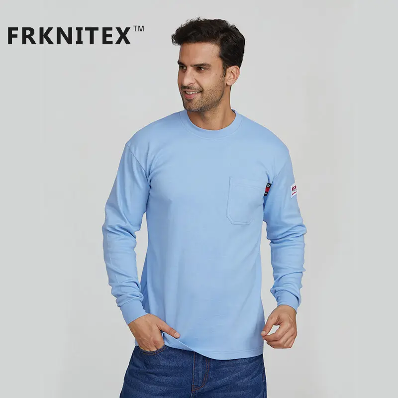 FRKNITEX लौ प्रतिरोधी कस्टम आग प्रतिरोधी काम शर्ट थोक एफआर टी शर्ट