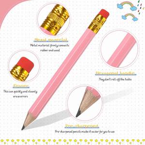 Crayon de golf promotionnel économique de qualité supérieure 10 cm HB, écologique, facile à saisir, avec logo personnalisé et gomme rose pour enfants - Product Image 4