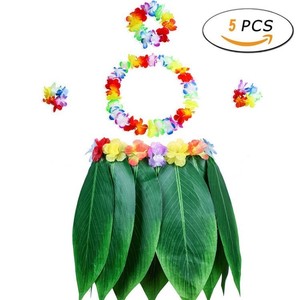 Falda de hoja de Ti, falda de hierba Hula hawaiana con flor Leis, <span class=keywords><strong>disfraces</strong></span> de juego <span class=keywords><strong>para</strong></span> mujeres, <span class=keywords><strong>niñas</strong></span>, hombres, Luau, vestidos de fiesta, trajes - Product Image 4