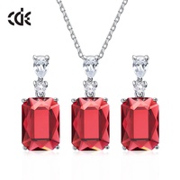 Bijoux Fantaisie Femme Collier en argent 925 Boucles d'oreilles Ensemble pour fêtes Fiançailles Anniversaires Cadeaux