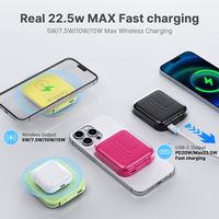 Batterie portable magnétique Li-Polymère de haute qualité 5000 mAh, chargeur sans fil, charge rapide 22,5 W, mince, 2-en-1, Type-C