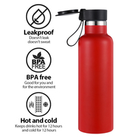 Bouteille d'eau isolée sous vide à double paroi avec logo personnalisé de 12oz 16oz 20oz 21oz 24oz avec couvercle à fonction 2 en 1