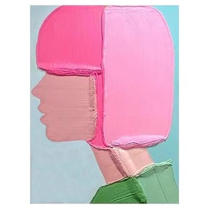 Peinture à l'huile abstraite de fille, peinte à la main, texture 3D, art mural moderne pour entrée, sans cadre, portrait figuratif - Product Image 5