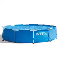 Intex 28242 15 'X 48 "กรอบโลหะสระว่ายน้ำครอบครัวเหล็กกลมเหนือพื้นดินกรอบโลหะสระว่ายน้ำ