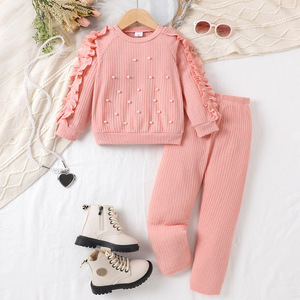 Conjunto de Suéter de Dos Piezas a la Moda para Otoño/Invierno para Bebés y Niños Pequeños, Mangas Largas y Pantalones - Product Image 1