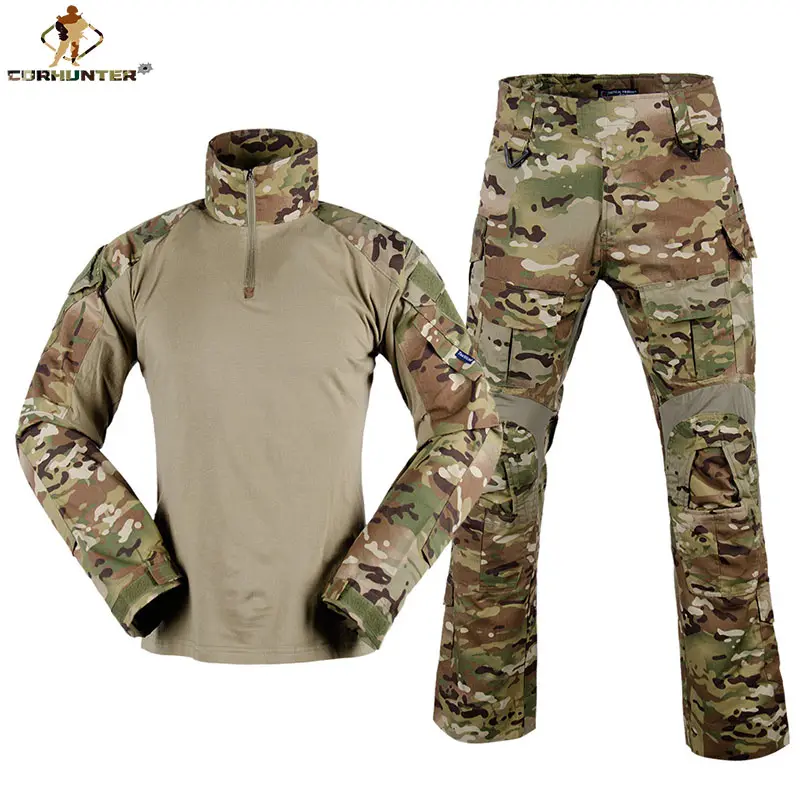 factory wholesale khaki color Frog Suit Field Combat tactical Uniform Tactical Long Sleeve Camouflage Shirt