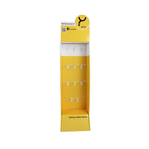 <strong>Three</strong> <strong>Sided</strong> Corrugated <strong>Cardboard</strong> Hook <strong>Display</strong> Rack Retail Phone Case <strong>Cardboard</strong> Paper Floor <strong>Display</strong> with Hooks