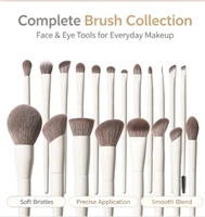 DailyQueen – Ensemble de 19 pinceaux de maquillage de luxe en bois blanc, poils synthétiques ultra-doux, compatibles avec le correcteur, option logo personnalisé