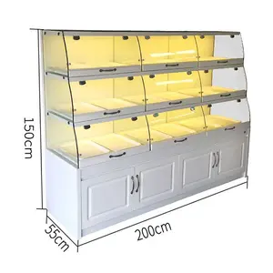 Grosir kustom rak pajangan kue lemari pajangan roti kabinet rak pajangan roti dengan lampu LED