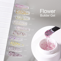 Gel de construction professionnel pour ongles 30g avec fleurs naturelles, vernis à ongles UV LED auto-nivelant pour extension d'ongles