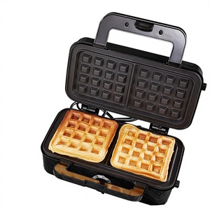 Machine à petit-déjeuner multifonction 3-en-1 - Plaques interchangeables pour sandwichs, gaufres et grillades, noir, acier inoxydable - Product Image 2