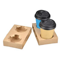 Vente en gros Porte-gobelet à café à double paroi Plateau Papier biodégradable pour boissons chaudes et froides Porte-gobelet à café à emporter