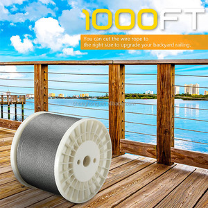 Cable de acero para barandilla de cubierta, cable de acero inoxidable T316 de 1000 pies, 7x7 hilos, con cortador - Product Image 5