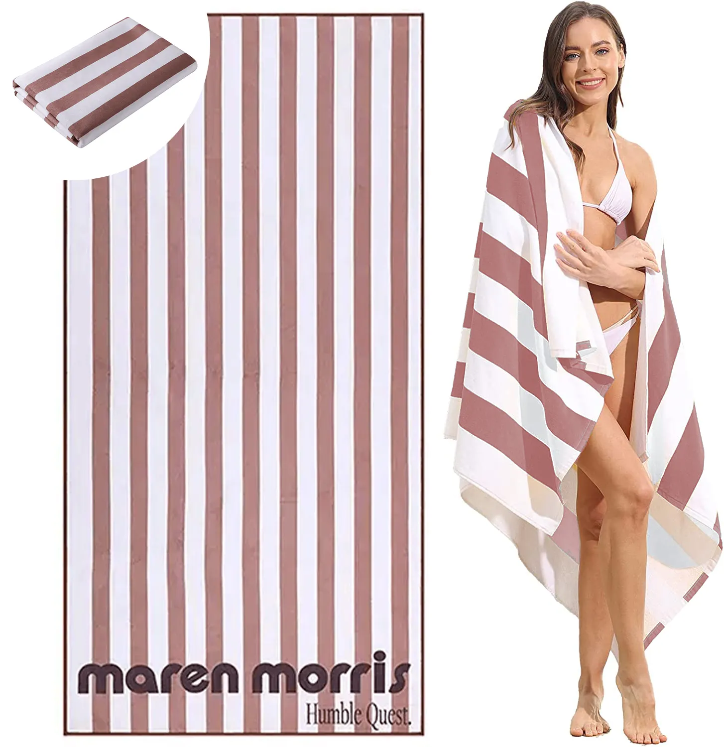 Wholesale Personalized Sand Free Absorbent Oversized Composite Material Cotton Large Stripes Design Beach Towels