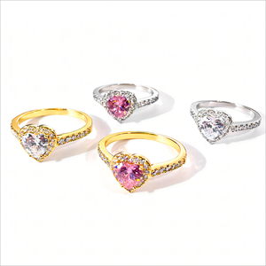 FOXIピュア925シルバーリングファインジュエリーメーカー5Aジルコンストーンリングエタニティハートリングエンゲージメントプロミス女性用 - Product Image 1