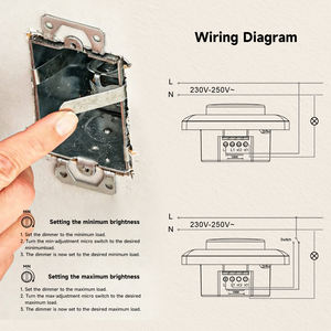 Interruptor regulador de intensidad de luz empotrable alemán Eu de 0-200W, compatible con cubiertas Gira, Jung, Merten - Product Image 6
