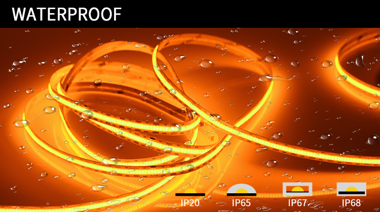 Dv24v 420leds/m 12w/m Orange Cob Led Strip Flexible COB LED Strip Light