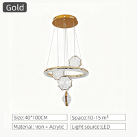 Lustre LED multicouche en fer chromé de style nordique, luminaire suspendu à abat-jour rond long pour salon, éclairage de luxe