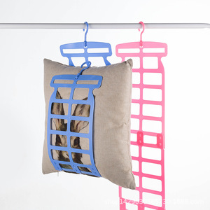Creative Plastic Double Hook Drying <b>Rack</b> Rectangle Mobile Hanging <b>Clothes</b> <b>Rack</b> Blue Green Pink - Product Image 2