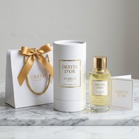 Boîte ronde en carton rigide métallisé nacré brillant pour emballage de flacon de parfum de luxe sur mesure