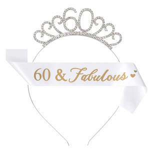 Pafu Set 2 Pezzi Tiara e Fascia di Compleanno con Strass, Corona e Fascia Favolosa per Feste di 18°, 21°, 30°, 40°, 50°, 60°, 70° Compleanno - Product Image 4