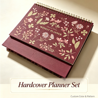 Planificateur de bureau hebdomadaire personnalisé avec reliure Wire-O, calendrier de table à feuilles mobiles, couverture rigide, papeterie de bureau sur pied, impression numérique, pour la maison